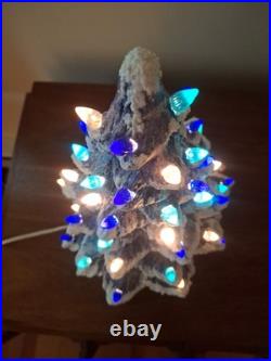 Vintage Lit Ceramic Flocked Blue Christmas Tree 14 1970's Unmarked Works Beauty Vintage Lit Ceramic Flocked Blue Christmas Tree 14 1970's Unmarked Works Beauty