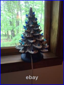 Vintage Lit Ceramic Flocked Blue Christmas Tree 14 1970's Unmarked Works Beauty Vintage Lit Ceramic Flocked Blue Christmas Tree 14 1970's Unmarked Works Beauty