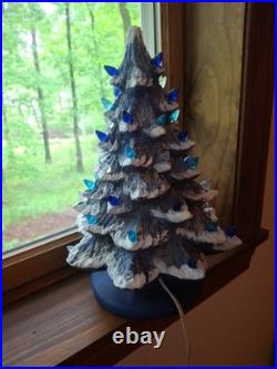 Vintage Lit Ceramic Flocked Blue Christmas Tree 14 1970's Unmarked Works Beauty Vintage Lit Ceramic Flocked Blue Christmas Tree 14 1970's Unmarked Works Beauty