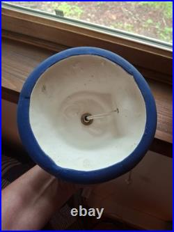 Vintage Lit Ceramic Flocked Blue Christmas Tree 14 1970's Unmarked Works Beauty