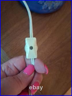 Vintage Lit Ceramic Flocked Blue Christmas Tree 14 1970's Unmarked Works Beauty