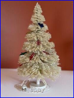 Vintage Lit White Bottle Brush Christmas Tree in Box ST. NICK TREE 12 IN