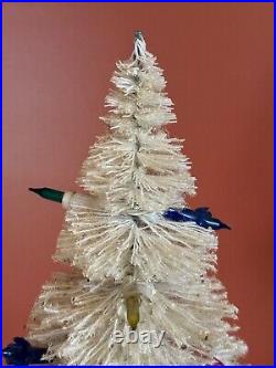 Vintage Lit White Bottle Brush Christmas Tree in Box ST. NICK TREE 12 IN