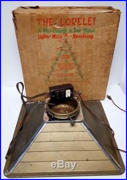 Vintage Lorelei Revolving Musical Christmas Tree Stand with Original Box WORKS