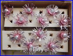 Vintage Lot/11 Pink Starburst Mercury Foil Aluminum Christmas Tree Ornaments