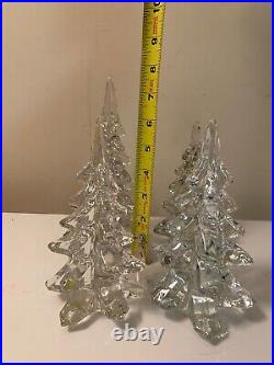 Vintage Lot 4 Glass Crystal Christmas Tree Figurines Clear Excellent Condition