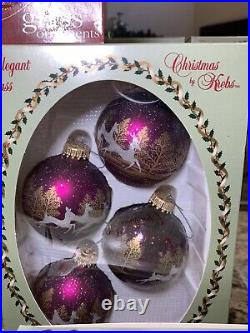 Vintage Lot 74 Glass Hand Crafted Christmas Tree Ball Glitter Ornaments Krebs