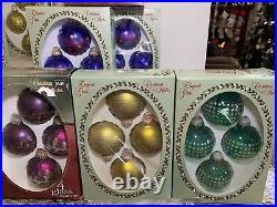 Vintage Lot 74 Glass Hand Crafted Christmas Tree Ball Glitter Ornaments Krebs