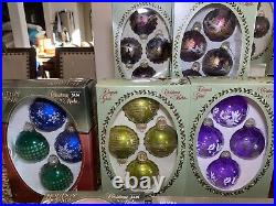 Vintage Lot 74 Glass Hand Crafted Christmas Tree Ball Glitter Ornaments Krebs