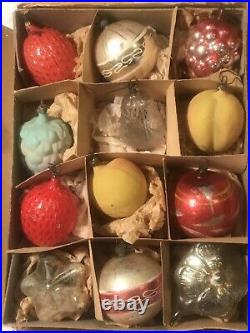 Vintage Lot Mostly German Feather Christmas Tree Ornaments Mercury Glass