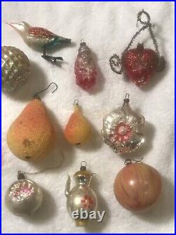 Vintage Lot Mostly German Feather Christmas Tree Ornaments Mercury Glass