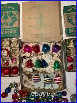 Vintage Lot of 100+ Shiny Brite Glass & Misc Christmas Tree Ornaments