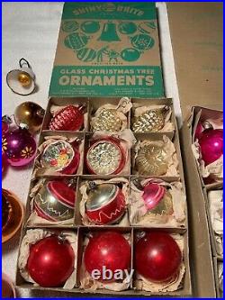 Vintage Lot of 100+ Shiny Brite Glass & Misc Christmas Tree Ornaments