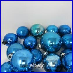 Vintage Lot of 135 Shiny Brite Christmas Tree Ornaments BLUE all Sizes USA Glass