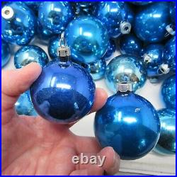 Vintage Lot of 135 Shiny Brite Christmas Tree Ornaments BLUE all Sizes USA Glass