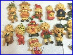 Vintage Lot of 19 SALT Bread Dough Christmas Tree Ornaments Handmade Detailed