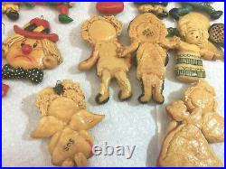 Vintage Lot of 19 SALT Bread Dough Christmas Tree Ornaments Handmade Detailed