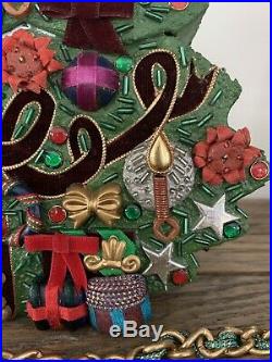 Vintage MARY FRANCES Handmade Embellished Purse Crossbody Christmas Tree 7x8x2