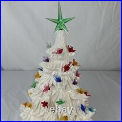 Vintage MCM 16 White Nowells Mold Ceramic Christmas Tree With Birds Working