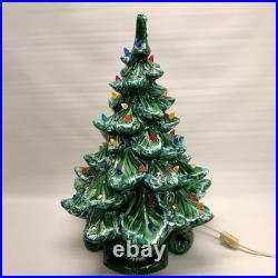 Vintage MCM 70s Atlantic Mold Ceramic Lighted Holiday Christmas Tree Withstand