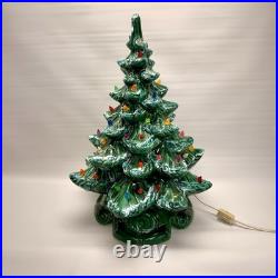 Vintage MCM 70s Atlantic Mold Ceramic Lighted Holiday Christmas Tree Withstand