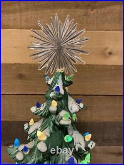 Vintage MCM ATLANTIC MOLD Lighted Ceramic Christmas Tree 24 tall Hand Painted