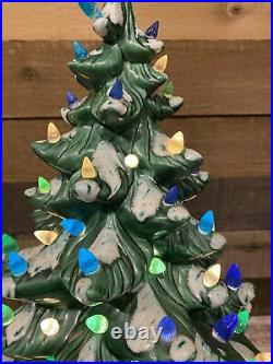Vintage MCM ATLANTIC MOLD Lighted Ceramic Christmas Tree 24 tall Hand Painted