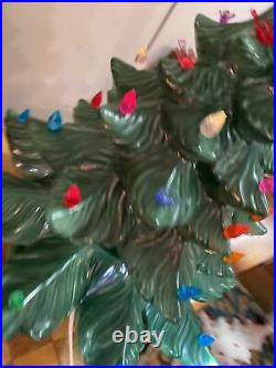 Vintage MCM Atlantic Mold Lighted Ceramic Christmas Tree 21 Glazed 1980s