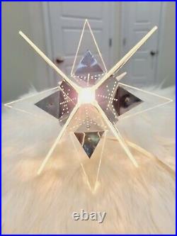 Vintage MCM Lucite Aluminum Atomic Star Christmas Decor Light Tree Topper