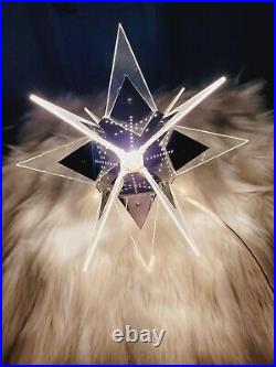 Vintage MCM Lucite Aluminum Atomic Star Christmas Decor Light Tree Topper