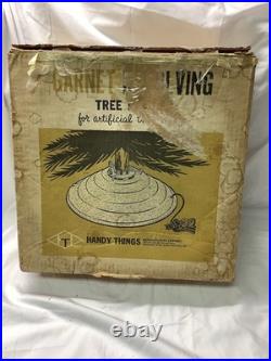 Vintage MCM NIB Garnet Green MUSICAL Revolving Christmas Tree Stand WORKS