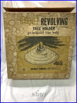 Vintage MCM NIB Garnet Green MUSICAL Revolving Christmas Tree Stand WORKS