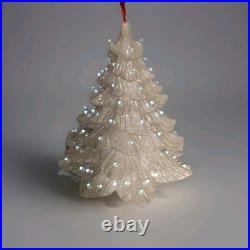 Vintage MCM Nowell's 1988 Mold 17 Ceramic Christmas Tree Iridescent White EUC