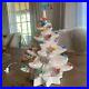 Vintage MCM White Ceramic Christmas Lighted Tree With Birds And Star see Notes