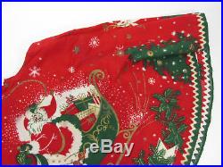 Vintage MERRY CHRISTMAS Tree Skirt Reindeer Santa Sleigh 1950s Felt 32