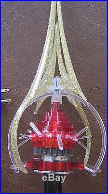 Vintage MERRY GLOW Rotating Tree Topper Cathedral Christmas RED