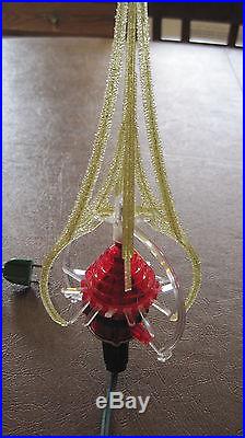 Vintage MERRY GLOW Rotating Tree Topper Cathedral Christmas RED