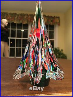 Vintage MURANO ART-GLASS Multi-Color Millefiori 8.5 CHRISTMAS TREE FIGURINE