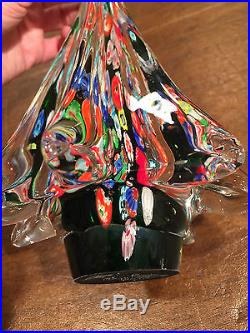 Vintage MURANO ART-GLASS Multi-Color Millefiori 8.5 CHRISTMAS TREE FIGURINE