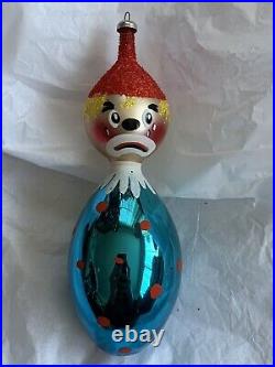 Vintage Made In Italy/italian Clown Glass Christmas Tree Ornament