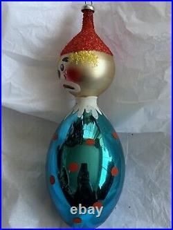 Vintage Made In Italy/italian Clown Glass Christmas Tree Ornament