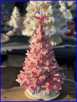 Vintage Medium Ceramic 14 In Christmas Tree With Base Christmas Decor