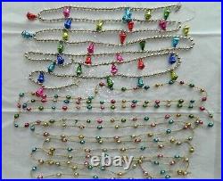 Vintage Mercury Glass Bead Feather Tree Christmas Garland Rare Bells and Chains