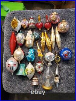 Vintage Mercury Glass Christmas Tree Ornaments Lot Of 28