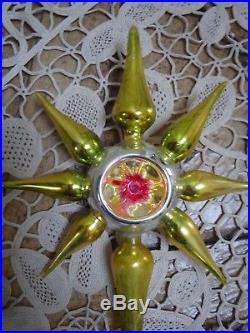 Vintage Mercury Glass Christmas Tree Topper 7 Point Star Made In Germany