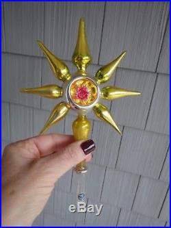 Vintage Mercury Glass Christmas Tree Topper 7 Point Star Made In Germany