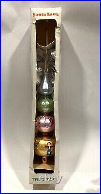 Vintage Mercury Glass, Hand Painted 4 Tier Tree Topper, Poland. Original Box