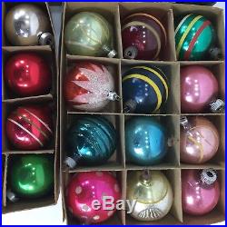 Vintage Mercury Glass Shiny Brite Christmas Feather Tree Ornaments Lot of 48