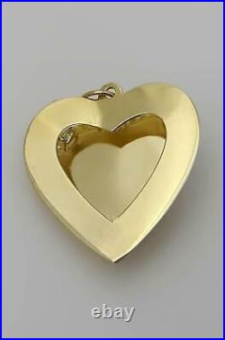 Vintage Merry Christmas Tree Double Heart Pendant In 14k Yellow Gold