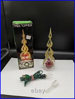 Vintage Merry Glow Christmas Rotating Atomic Sputnik Tree Topper